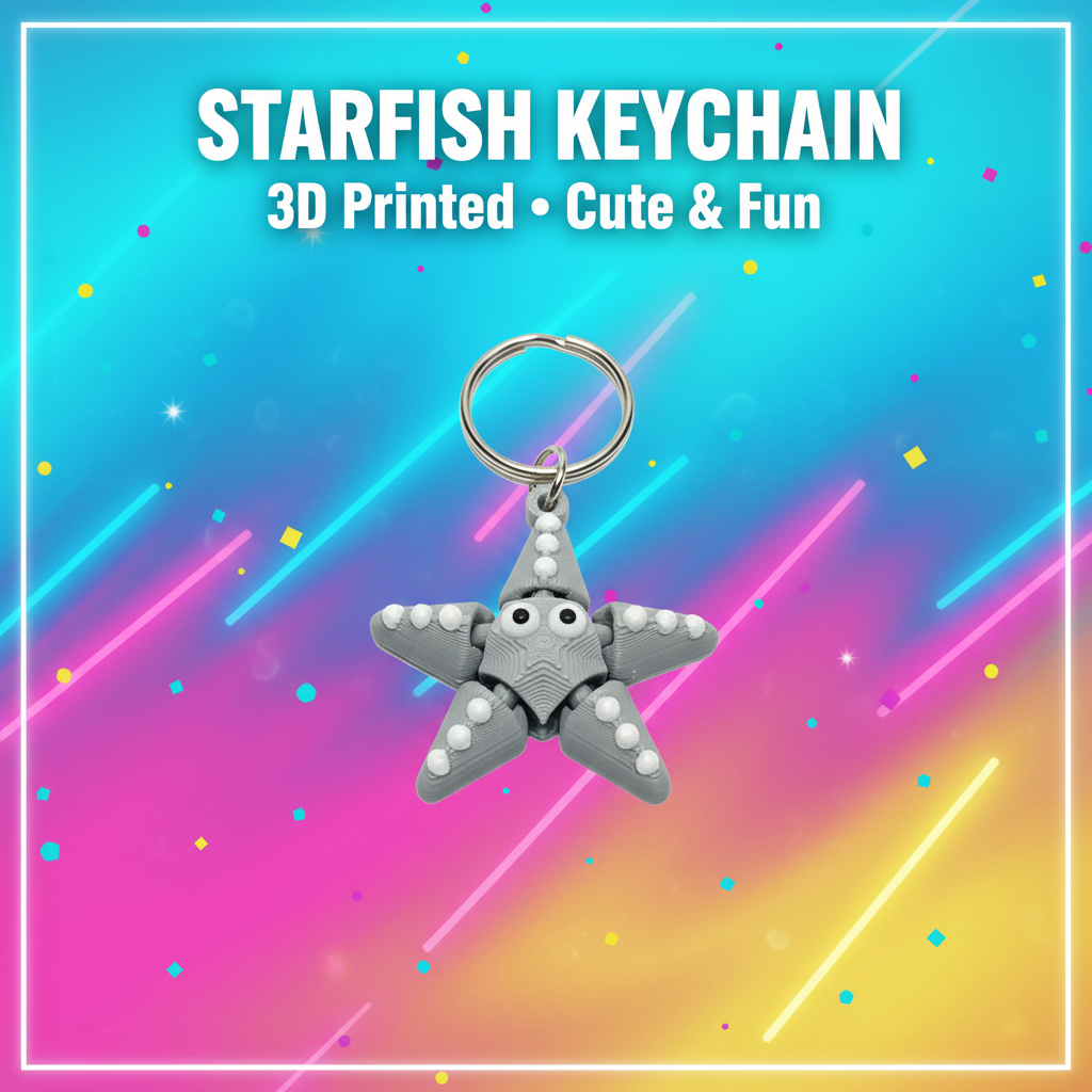 Articulated Starfish Fidget Keychain 3D Printed Cute Gift