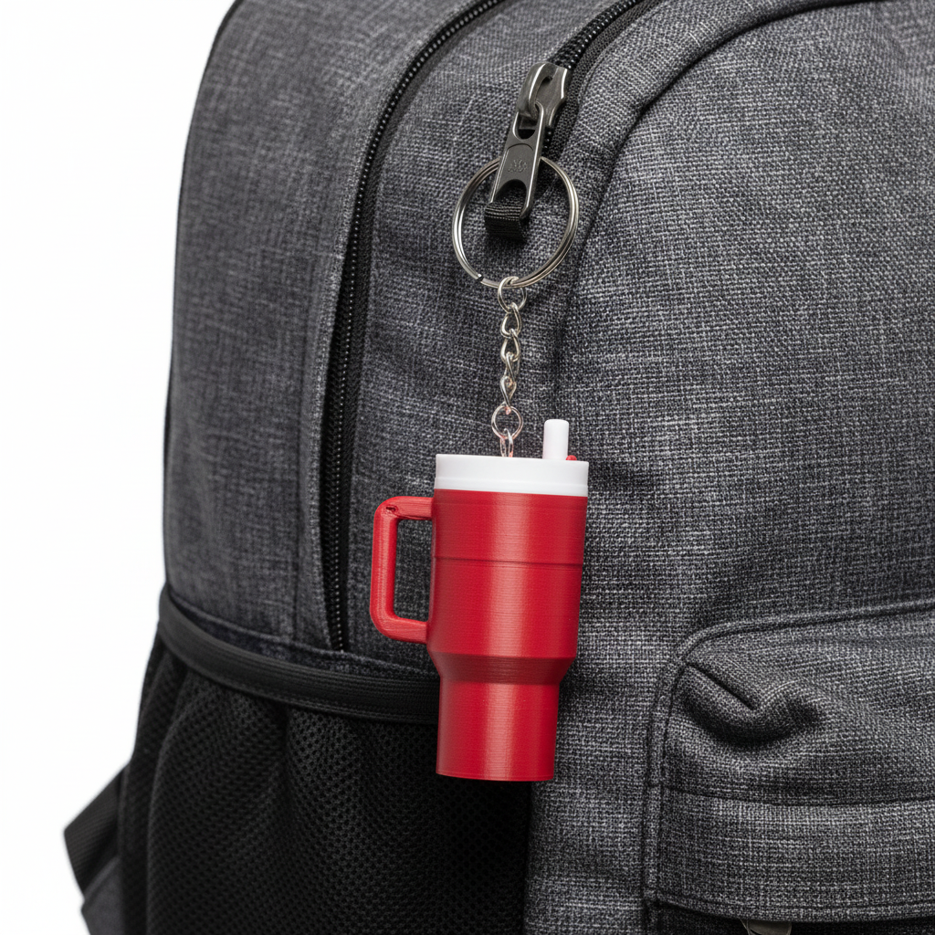 Mini Bottle Click Straw 3D Printed Keychain Cute Fidget Gift Keys Bag Charm