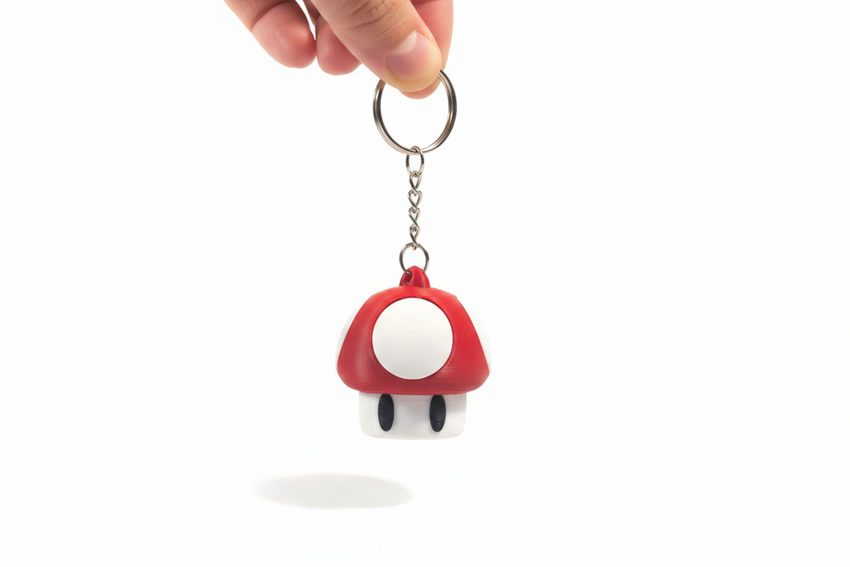 Super Mario Mushroom Keychain – 3D Printed Nintendo Gaming Gift