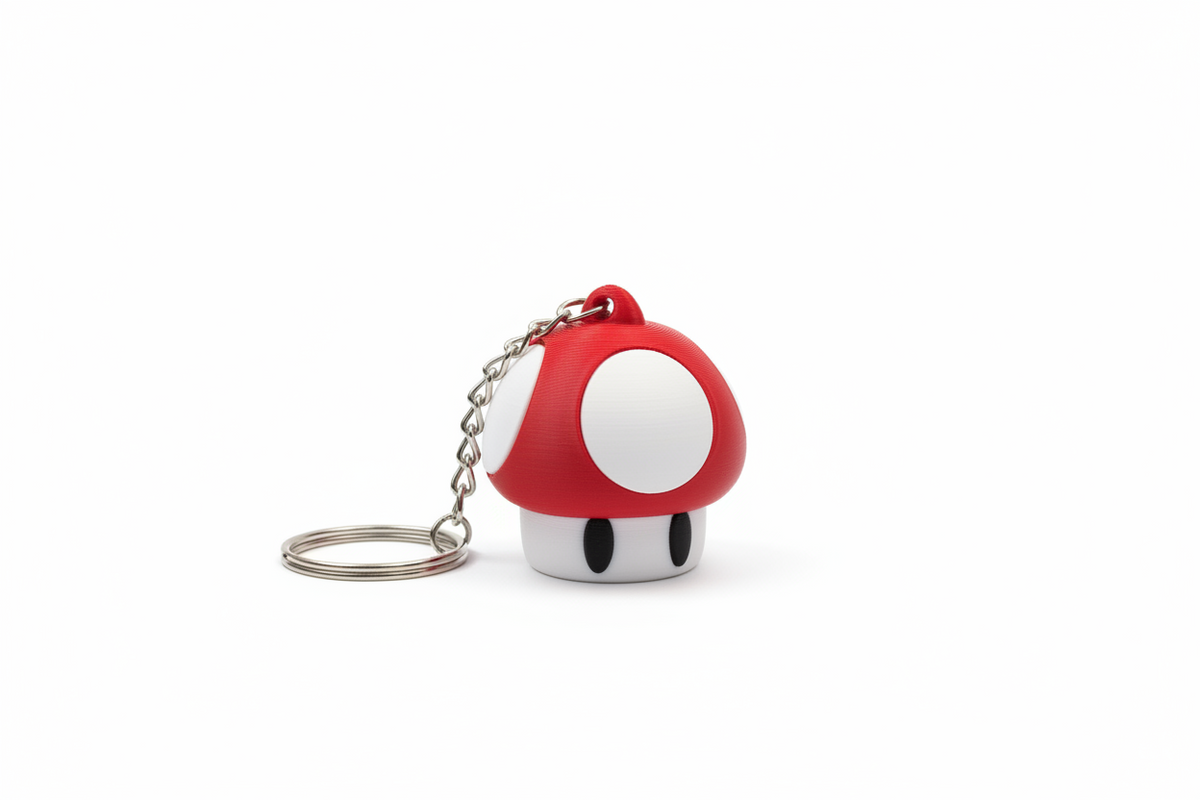 Super Mario Mushroom Keychain – 3D Printed Nintendo Gaming Gift