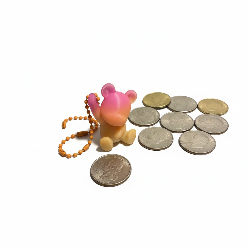 Bear Keychain Pink Gradient 3D Printed Bag Charm Unique Gift