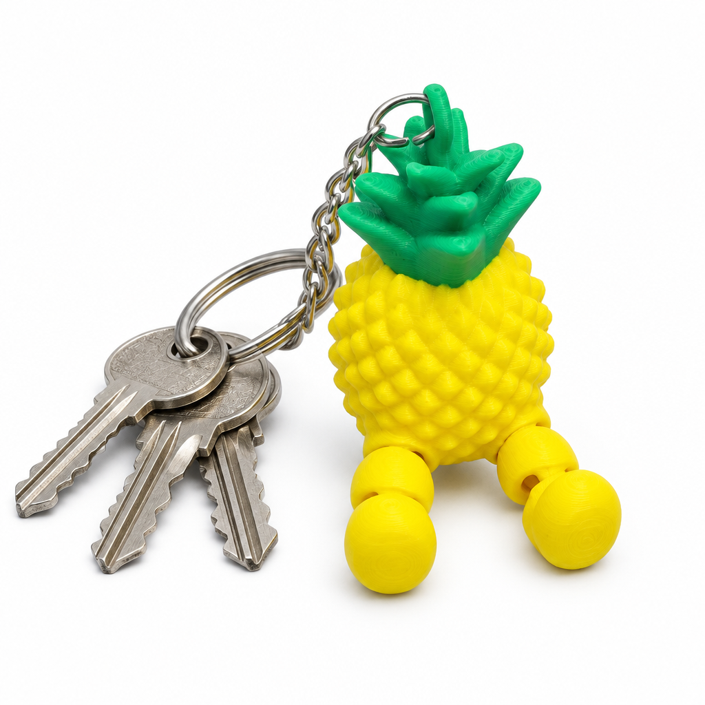 Articulated Pineapple Keychain 3D Printed Tropical Bag Charm and Cute Gift