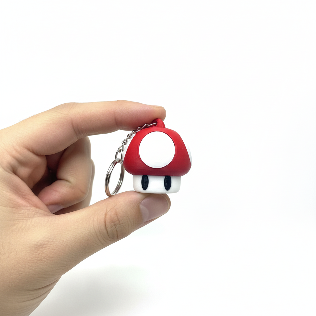 Super Mario Mushroom Keychain – 3D Printed Nintendo Gaming Gift