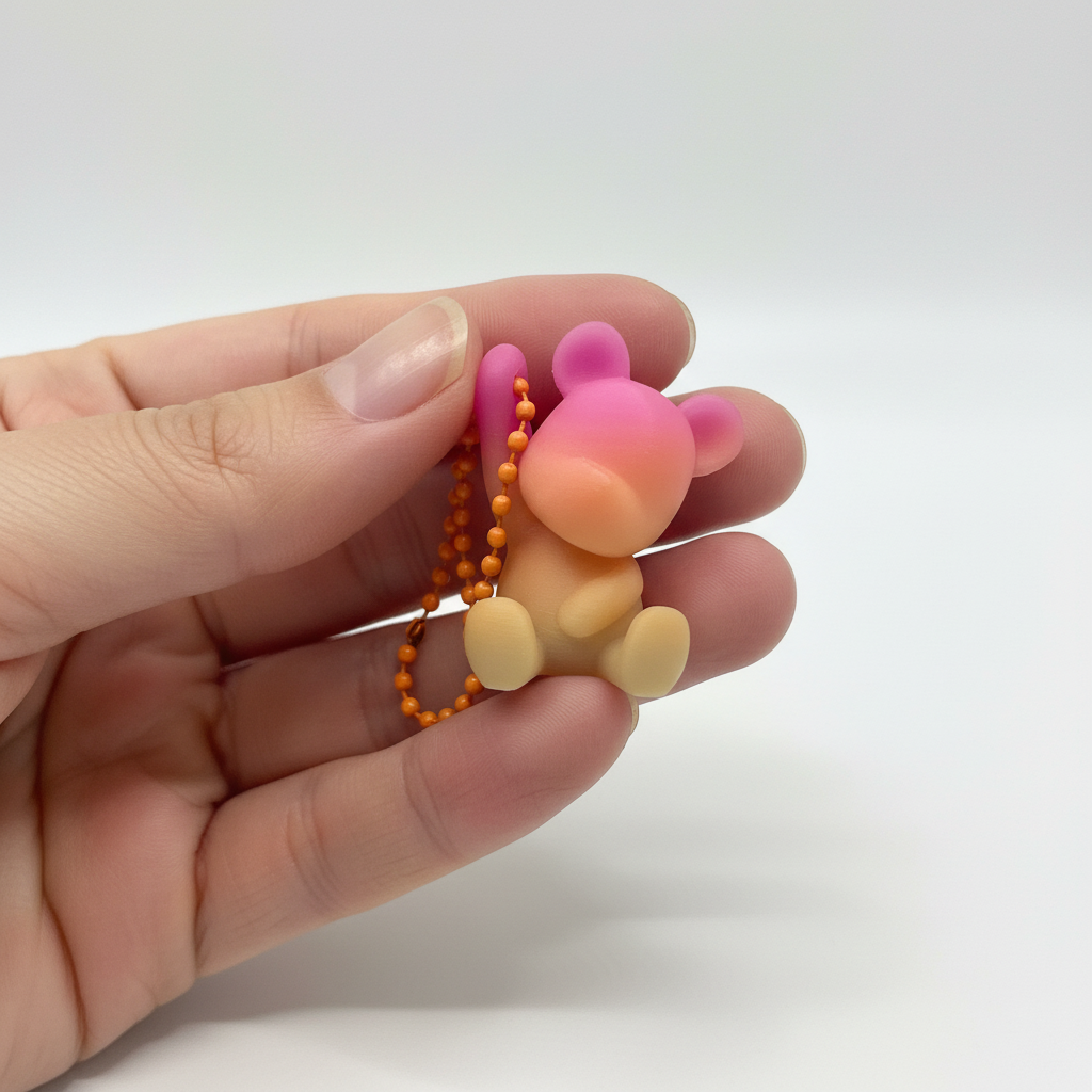 Bear Keychain Pink Gradient 3D Printed Bag Charm Unique Gift