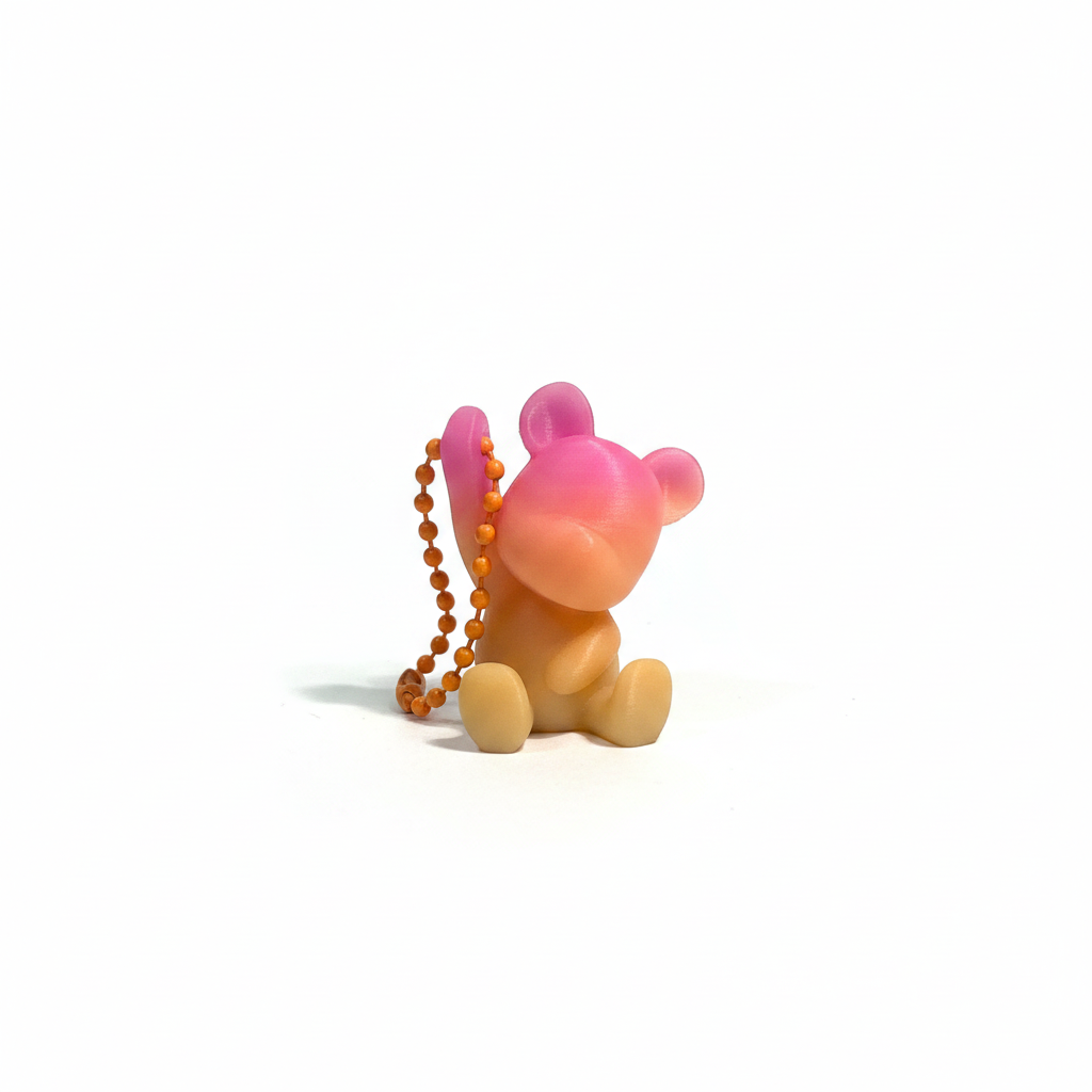 Bear Keychain Pink Gradient 3D Printed Bag Charm Unique Gift