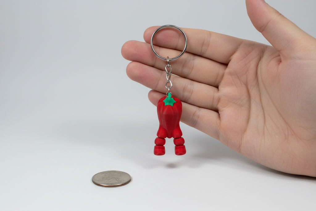 3D Articulated Chili Pepper Keychain – Cute Funny Keyring Gift