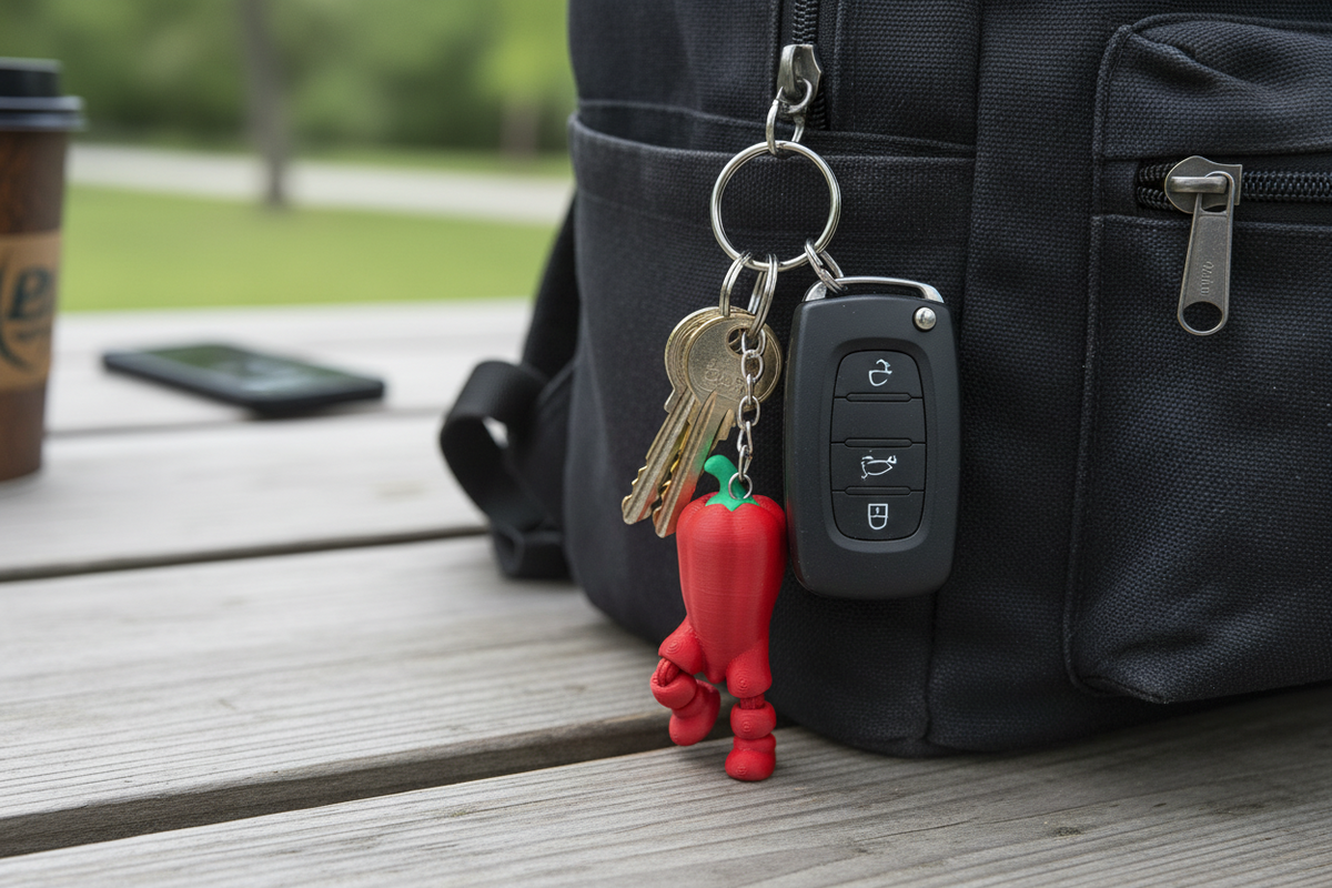3D Articulated Chili Pepper Keychain – Cute Funny Keyring Gift