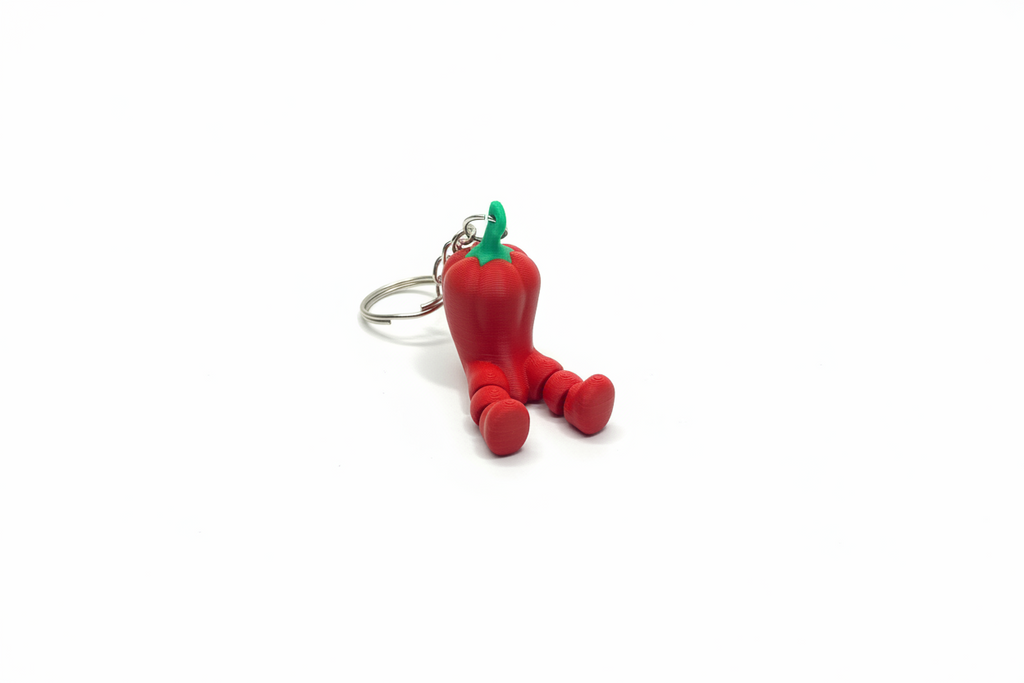 3D Articulated Chili Pepper Keychain – Cute Funny Keyring Gift