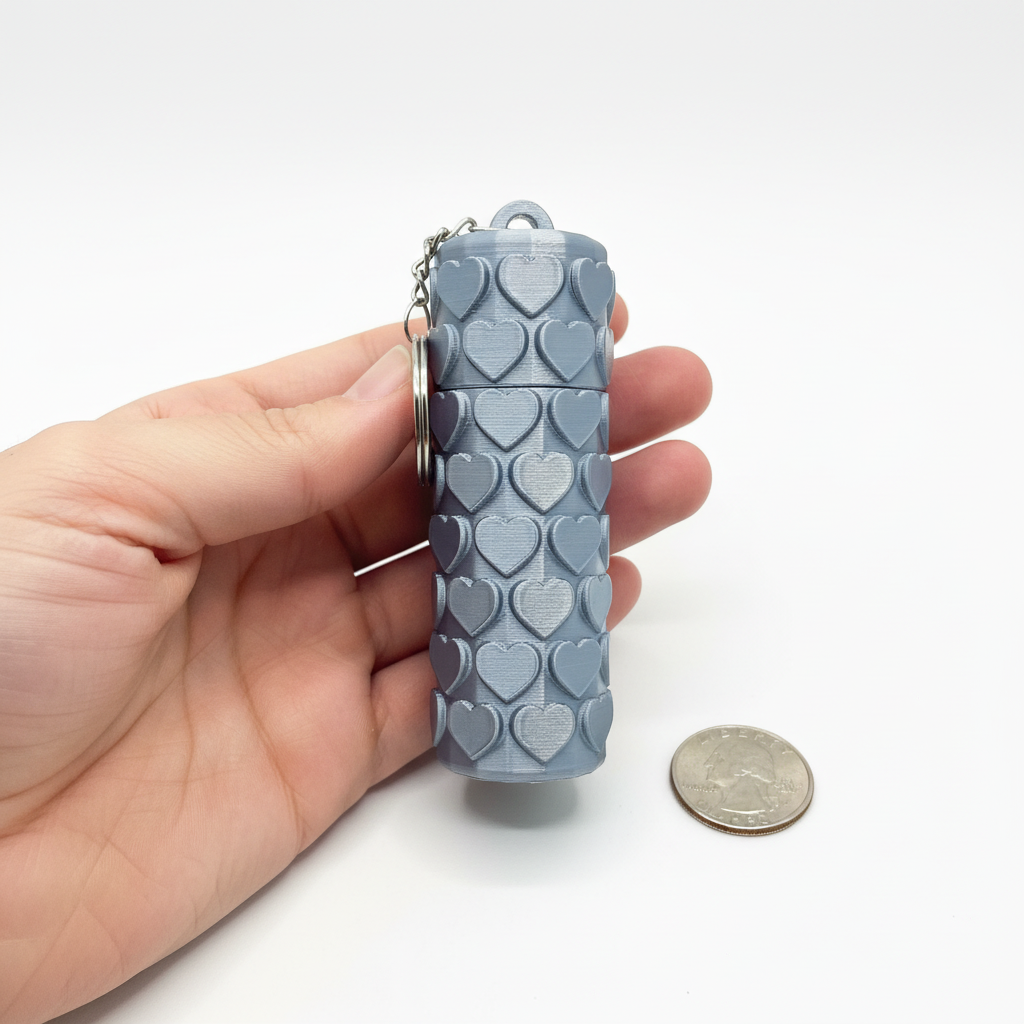 Heart Lipstick Holder Keychain 3D Printed Lip Balm Case Cute Makeup Accessory Gift for Her