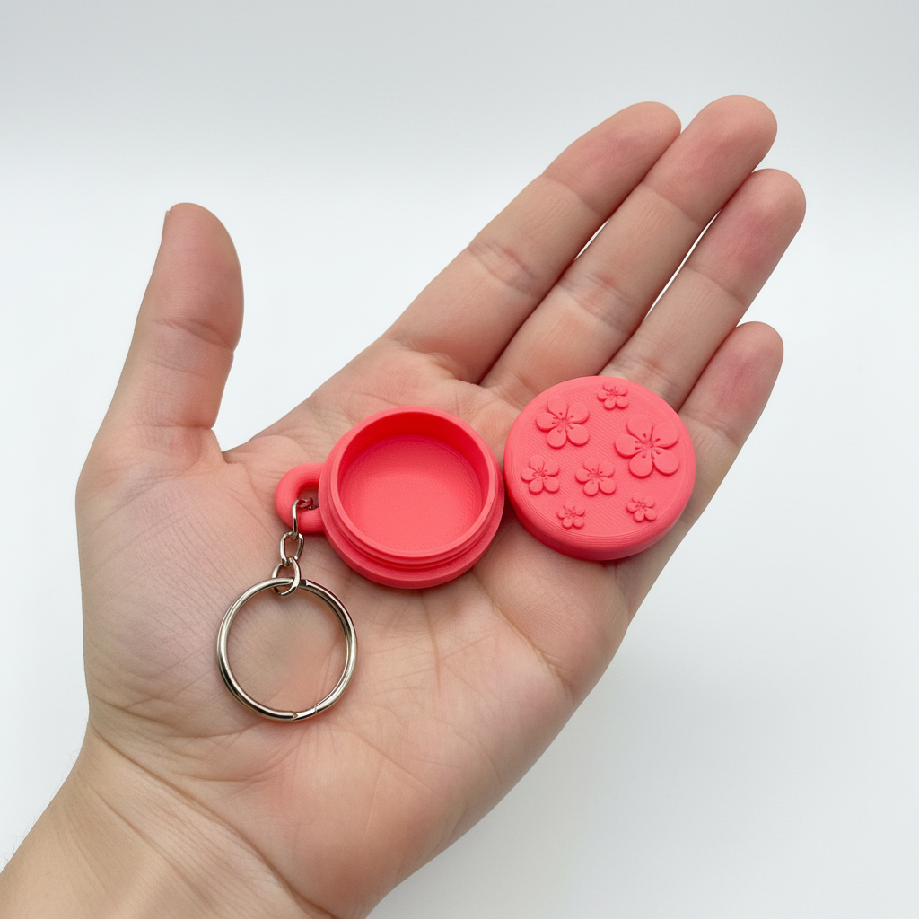 3D Printed Mini Bottle Keychain Pill Box Jewelry Storage
