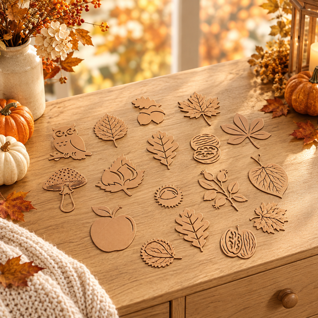Fall Table Decor Set of 13 Autumn Woodland Decorations for Thanksgiving Seasonal Home Decor