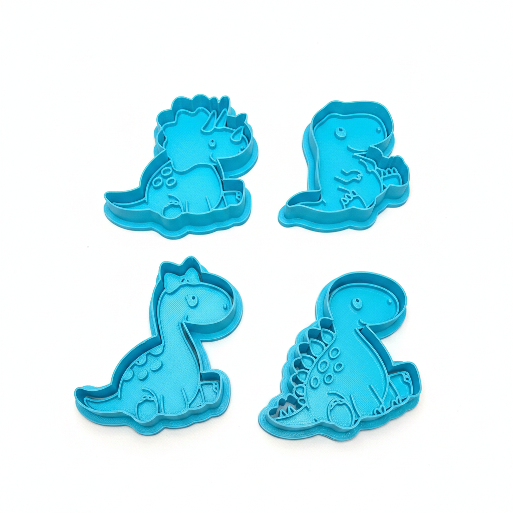 Dinosaur Cookie Cutter Set 8 Pieces 4 Dino Designs Food Safe 3D Printed