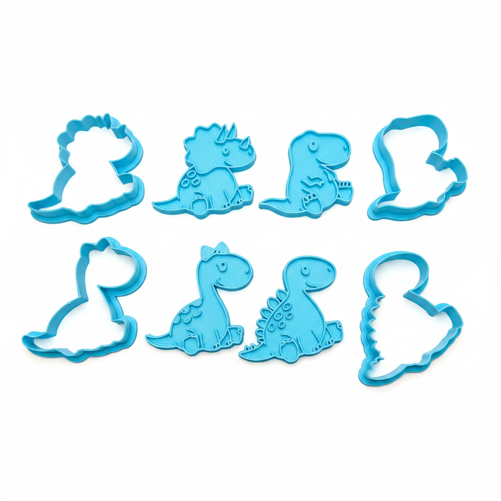 Dinosaur Cookie Cutter Set 8 Pieces 4 Dino Designs Food Safe 3D Printed