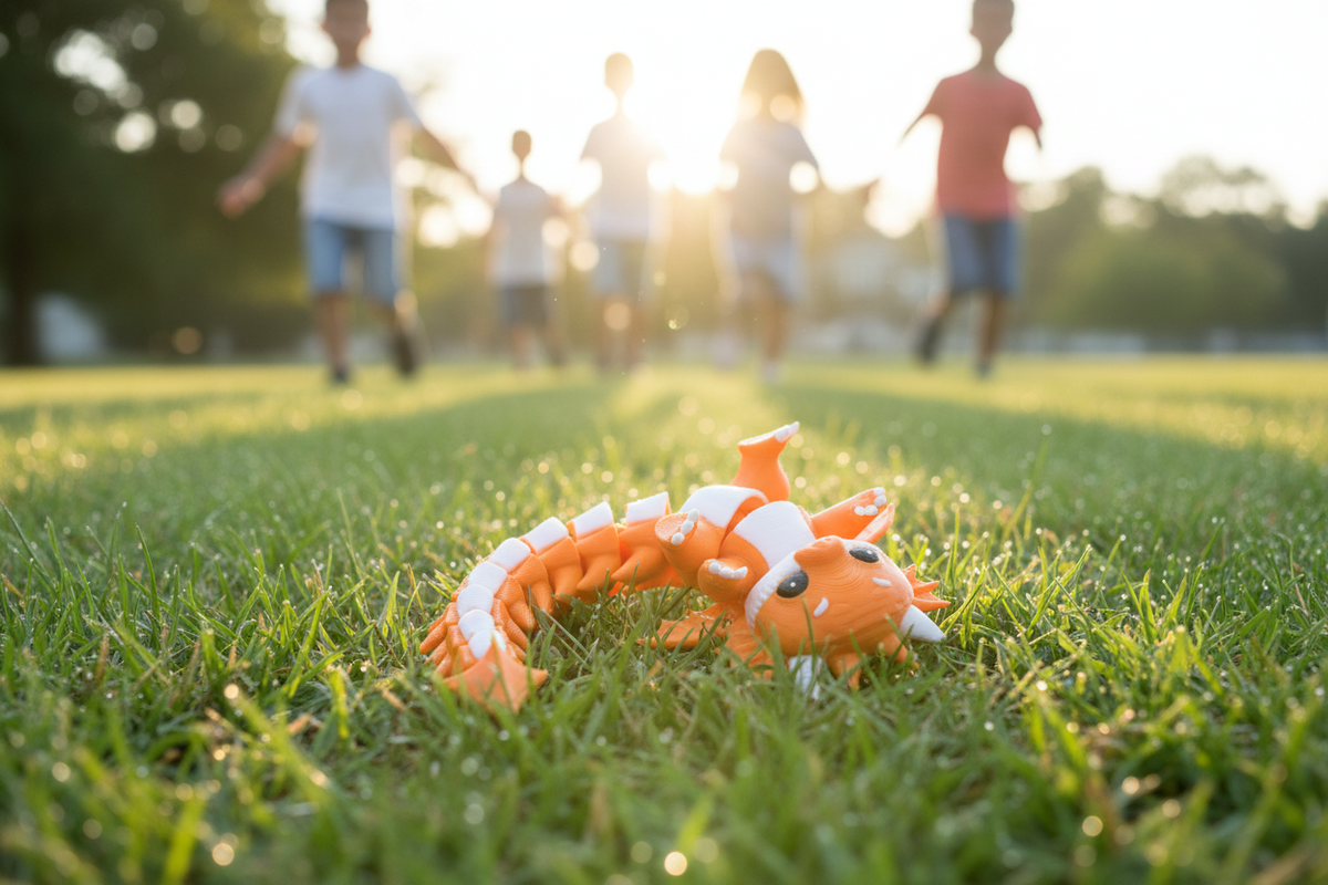3D Printed Articulated Baby Dragon Fidget Toy Flexible Orange Dragon Desk Toy