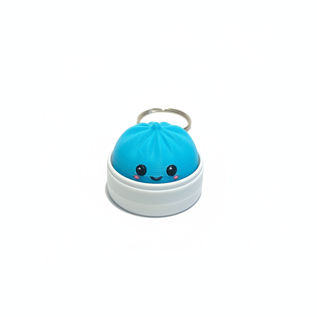 Dumpling Click 3D Printed Keychain Satisfying Fidget Cute Food Gift Bag Charm
