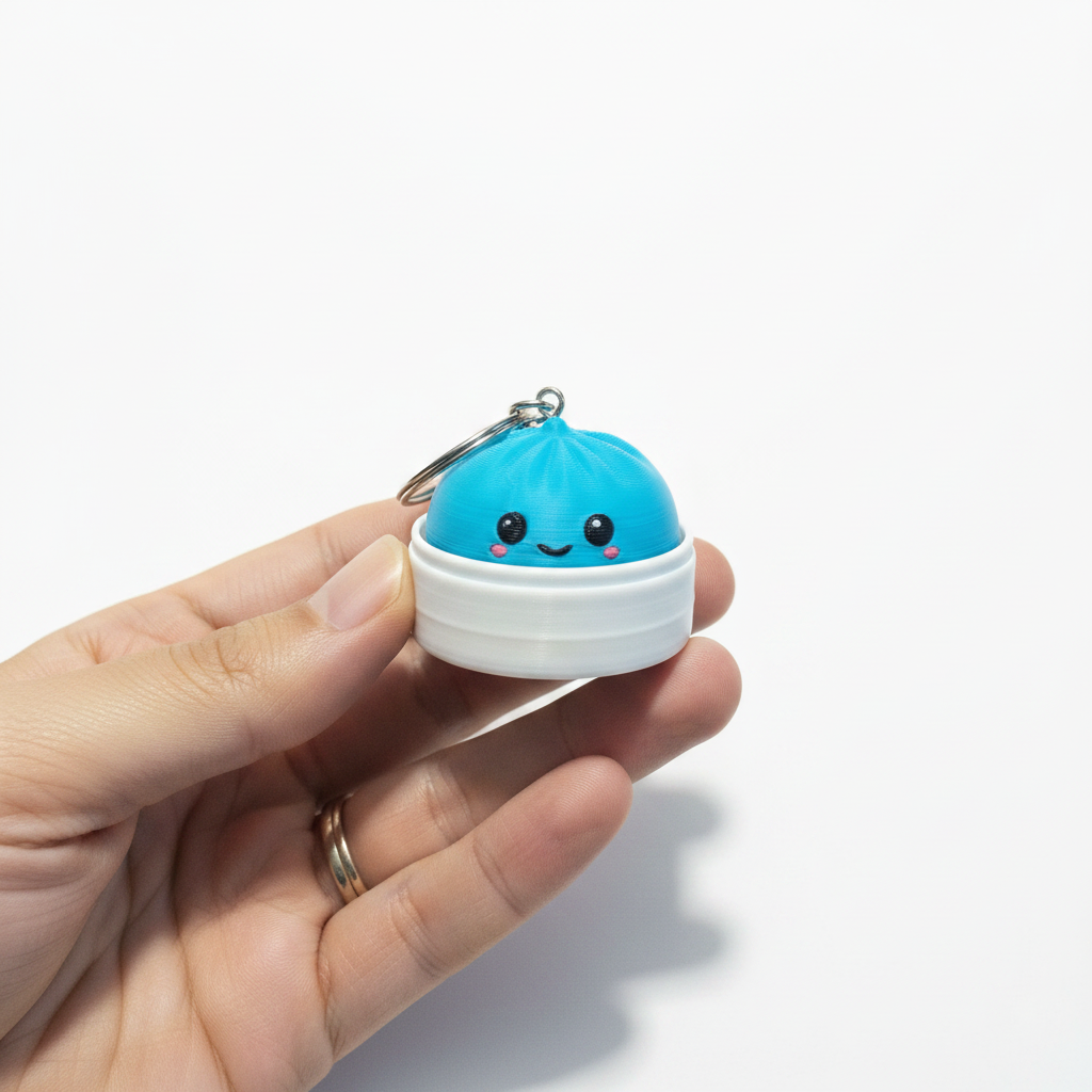 Dumpling Click 3D Printed Keychain Satisfying Fidget Cute Food Gift Bag Charm