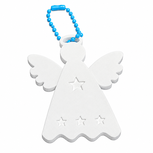 3D Printed Angel Keychain with Wings & Stars – White Angel Bag Charm for Keys and Bags