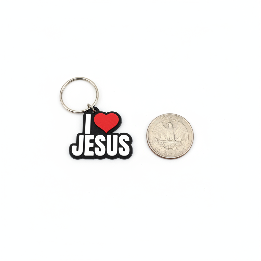 I Love Jesus 3D Printed Keychain Christian Faith Gift Religious Charm