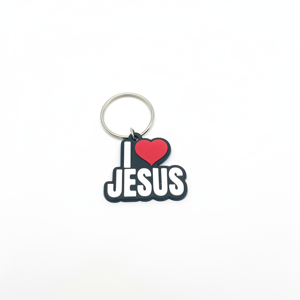 I Love Jesus 3D Printed Keychain Christian Faith Gift Religious Charm