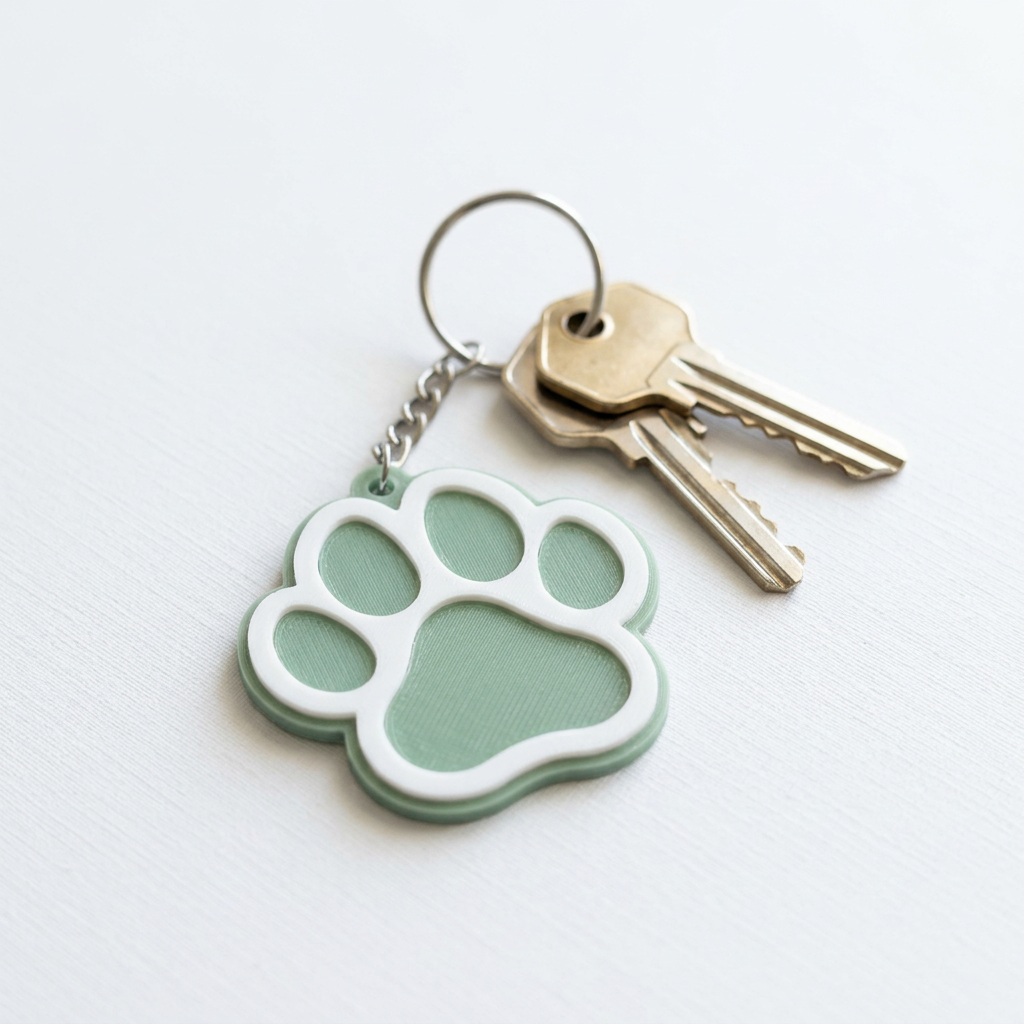 Paw print keychain styled with house keys