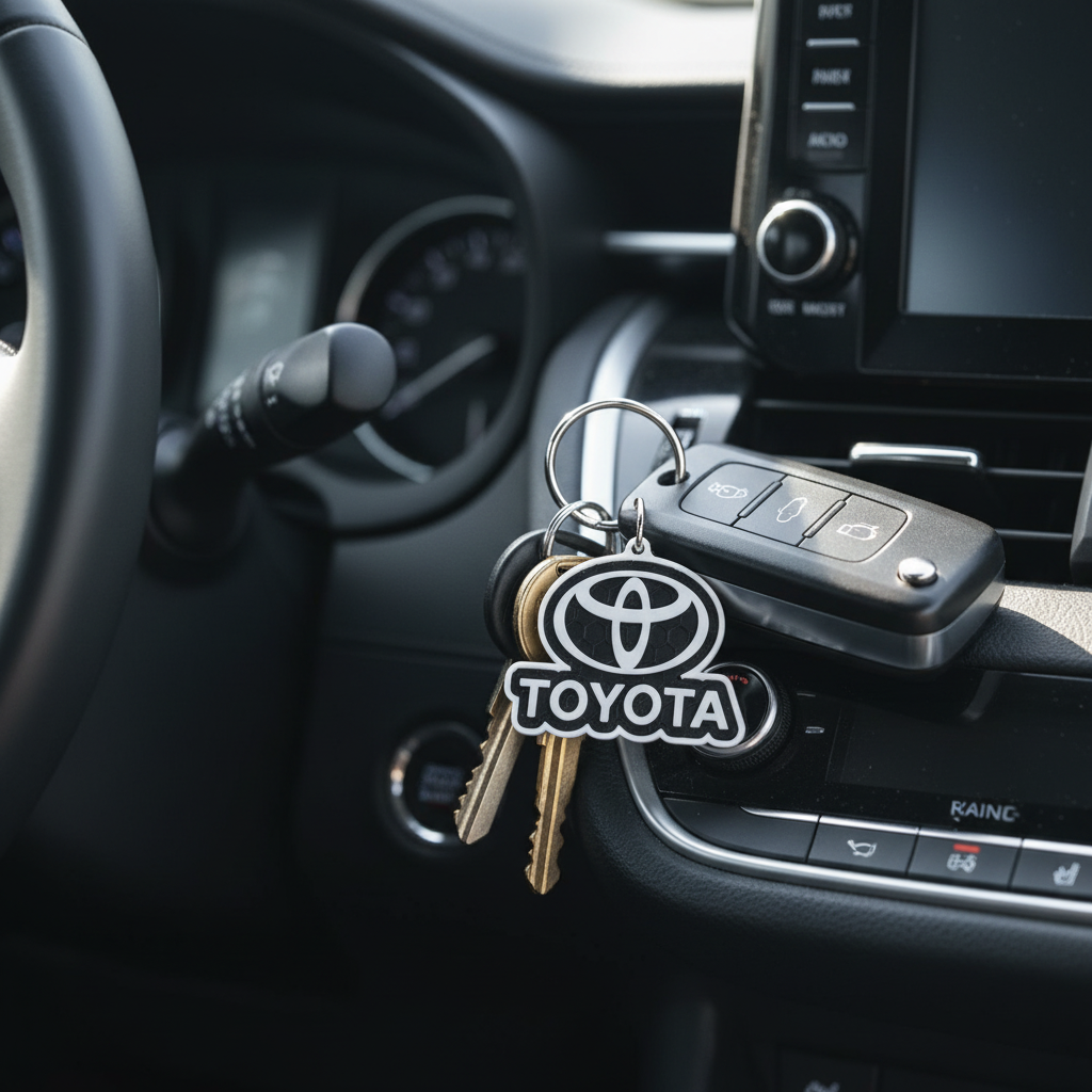 Toyota keychain on car keys