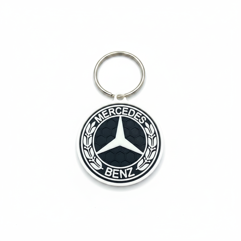 Mercedes-Benz 3D Printed Keychain with key ring - white background