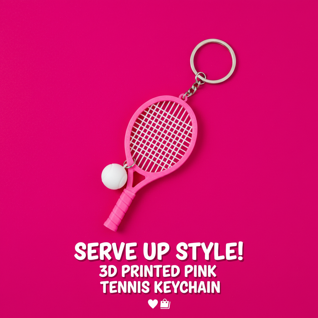 Pink Racket Keychain – 3D Printed