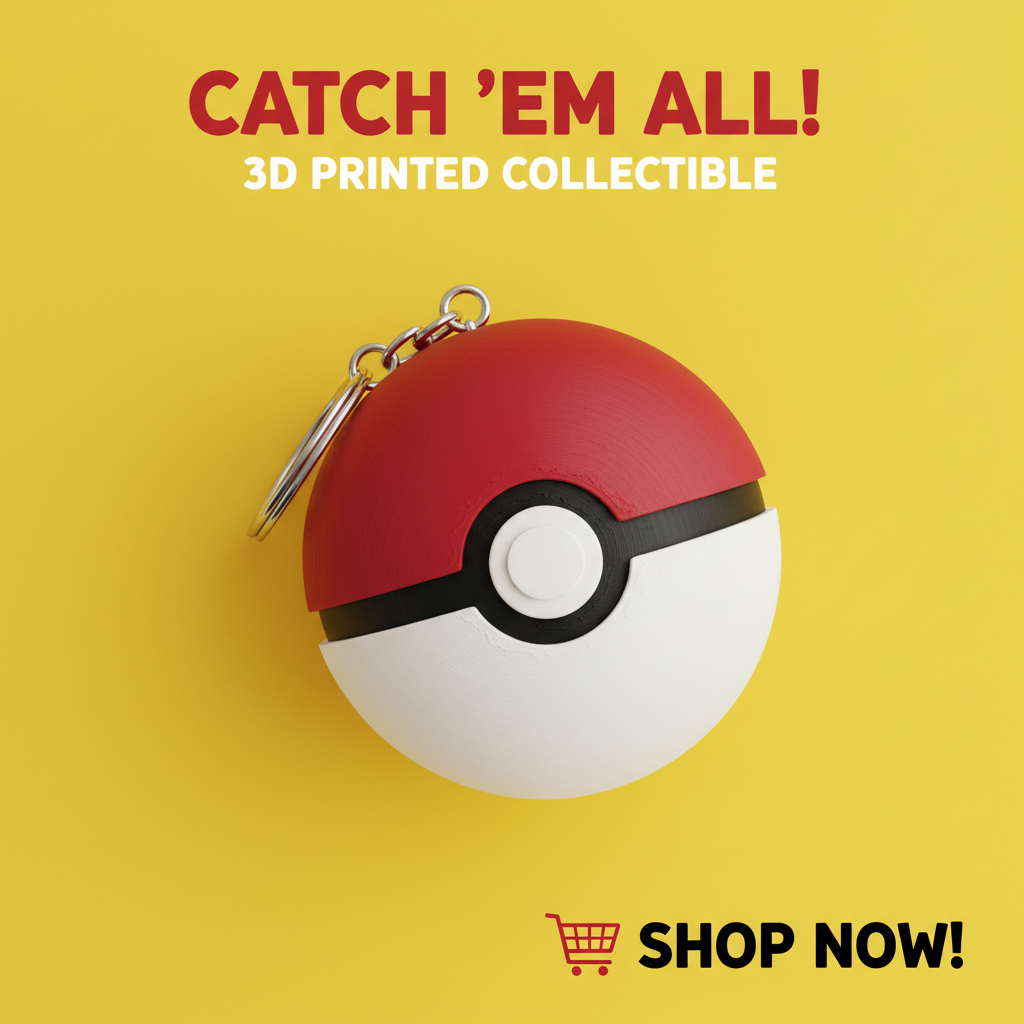 Pokéball Keychain – 3D Printed Gift for Pokémon Fans