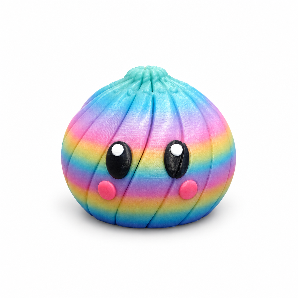 Rainbow dumpling fidget toy on white background