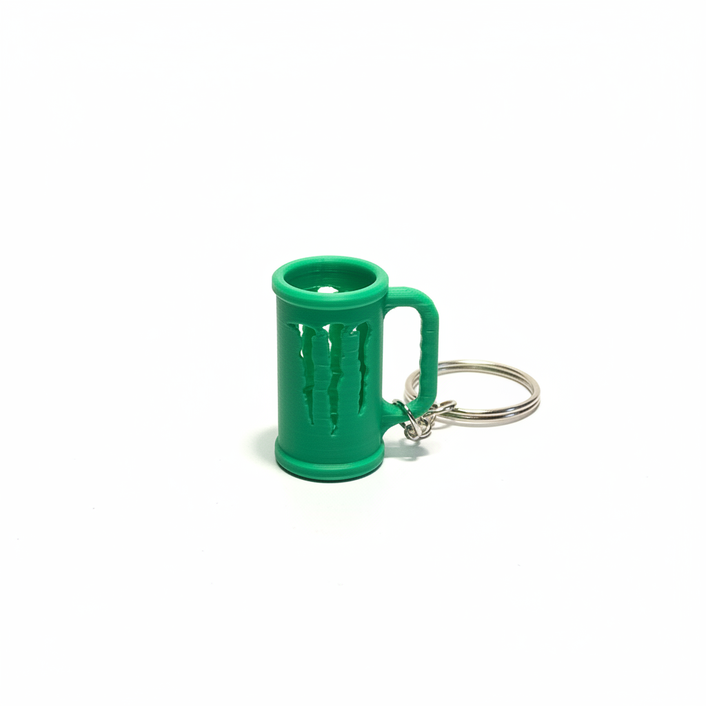 Mini Monster Keychain caneca verde - fundo branco