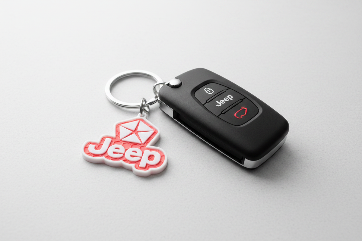 Jeep Keychain on car key