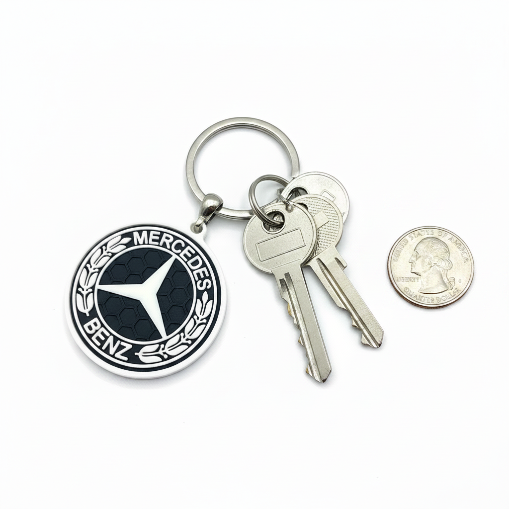 Mercedes-Benz 3D Printed Keychain with coin for size reference
