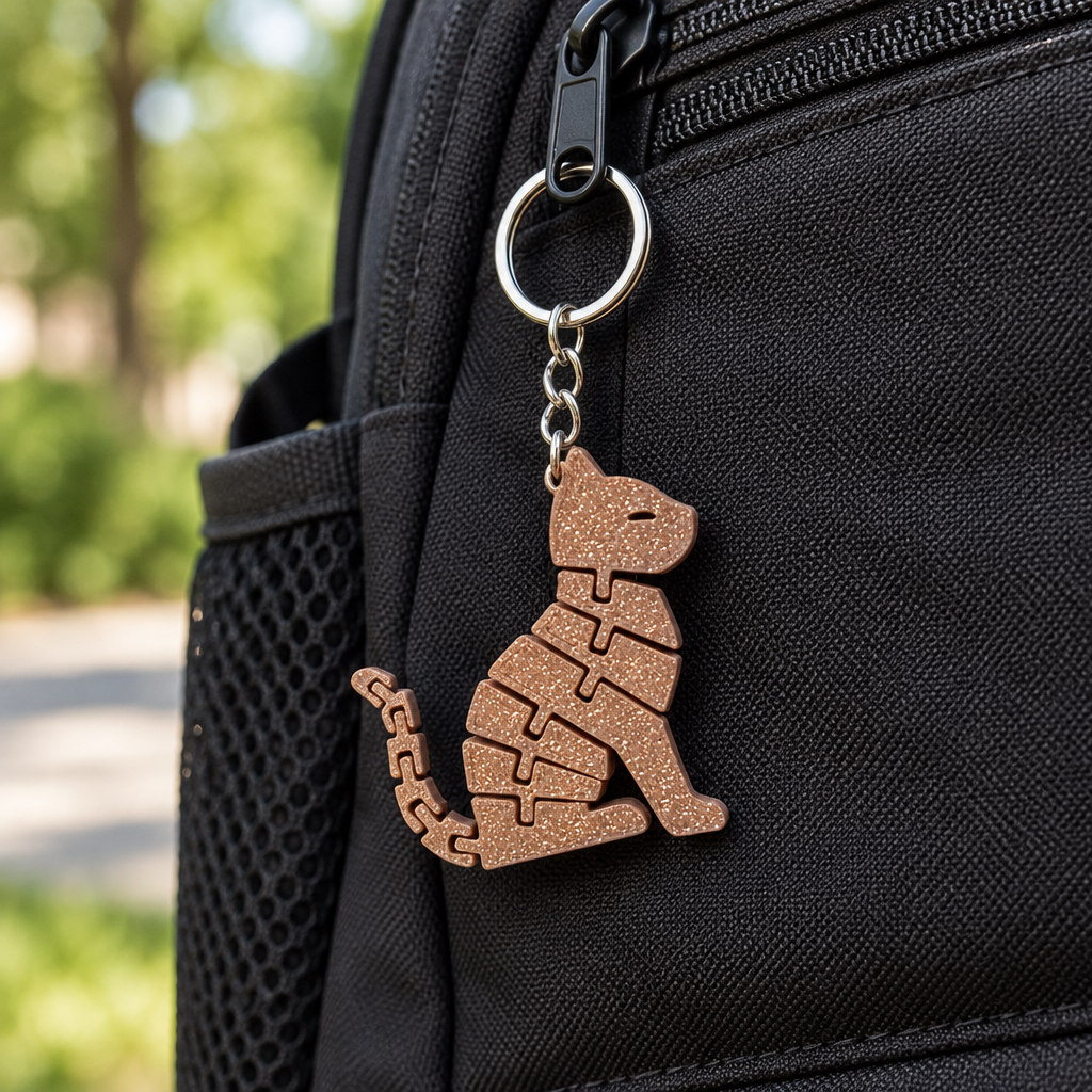 Keychain hanging on a backpack