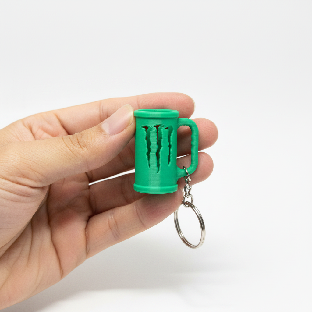 Mini Monster Keychain caneca verde - lifestyle