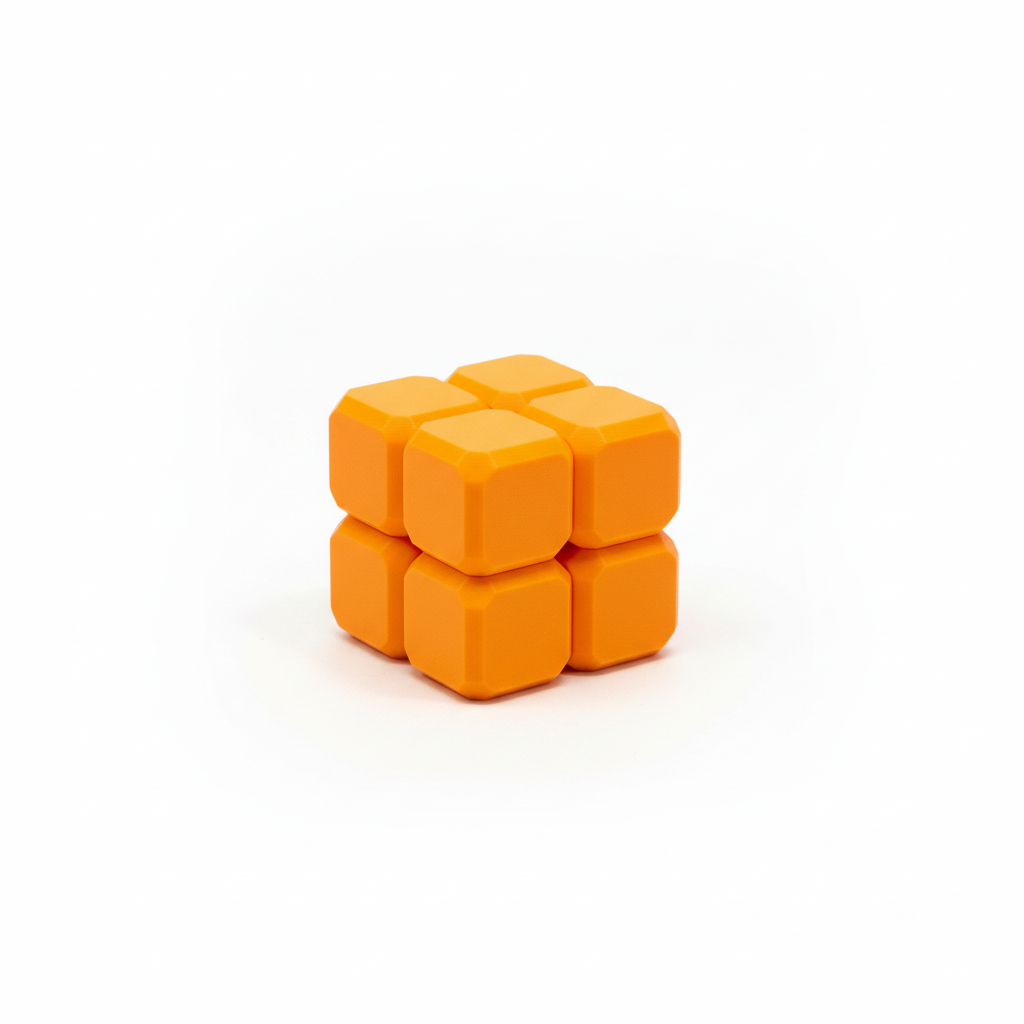 Articulated 3D-printed toy centered on a white background