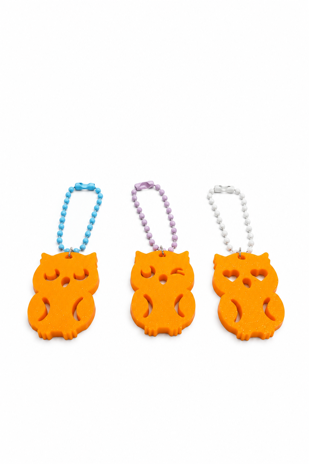 Owl Keychains Set of 3 Orange 3D Printed Bag Charms Cute Gift Accessories