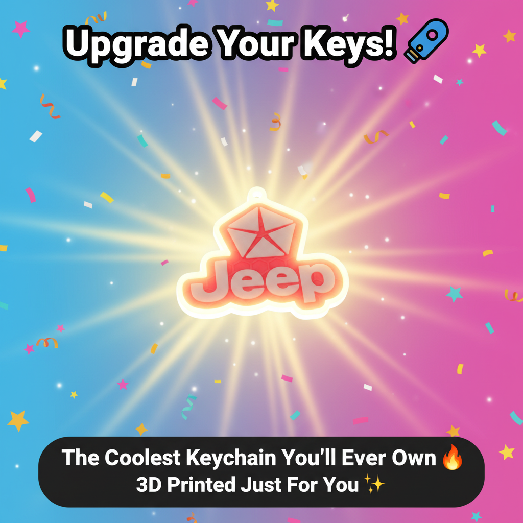 3D Printed Jeep Keychain Unique Gift for Jeep Lovers