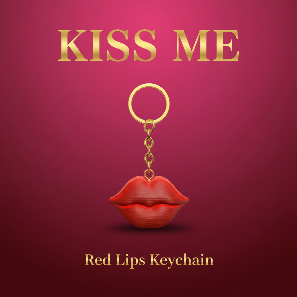 3D Printed Red Lips Keychain with Bottle Opener – Cute Novelty Gift Keychain
