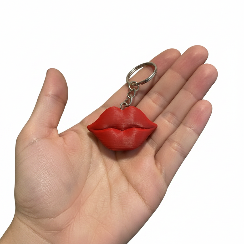 3D Printed Red Lips Keychain with Bottle Opener – Cute Novelty Gift Keychain