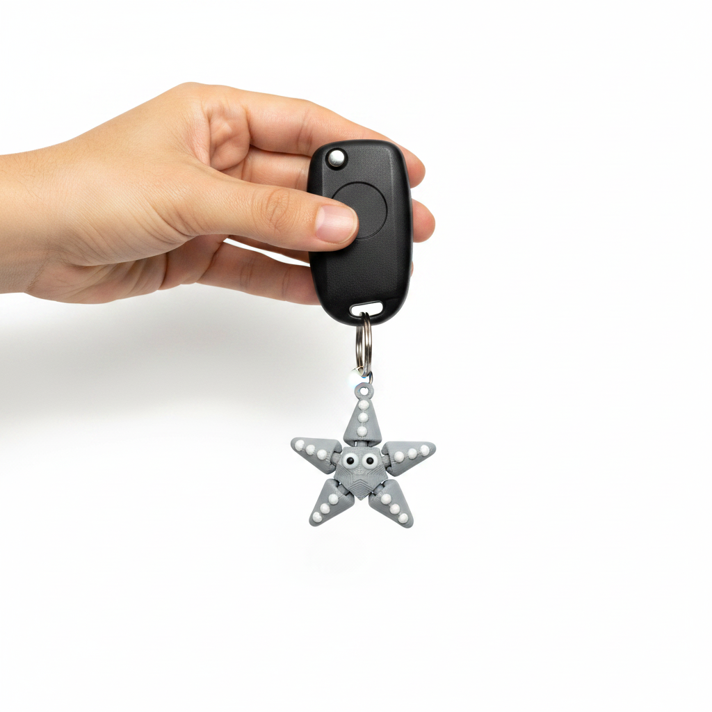 Articulated Starfish Fidget Keychain 3D Printed Cute Gift