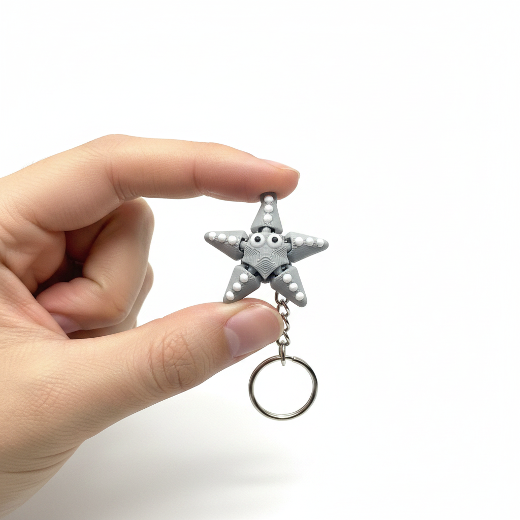 Articulated Starfish Fidget Keychain 3D Printed Cute Gift