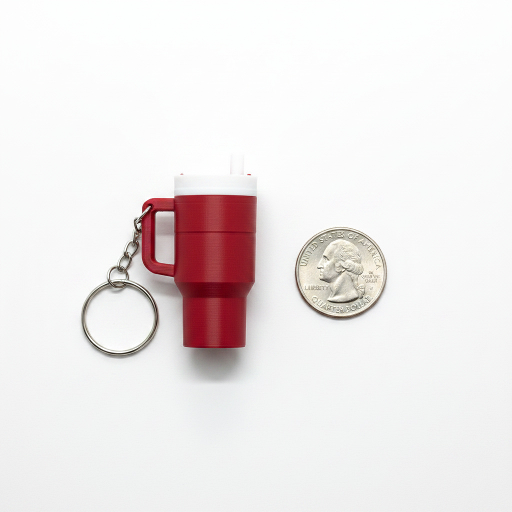 Mini Bottle Click Straw 3D Printed Keychain Cute Fidget Gift Keys Bag Charm