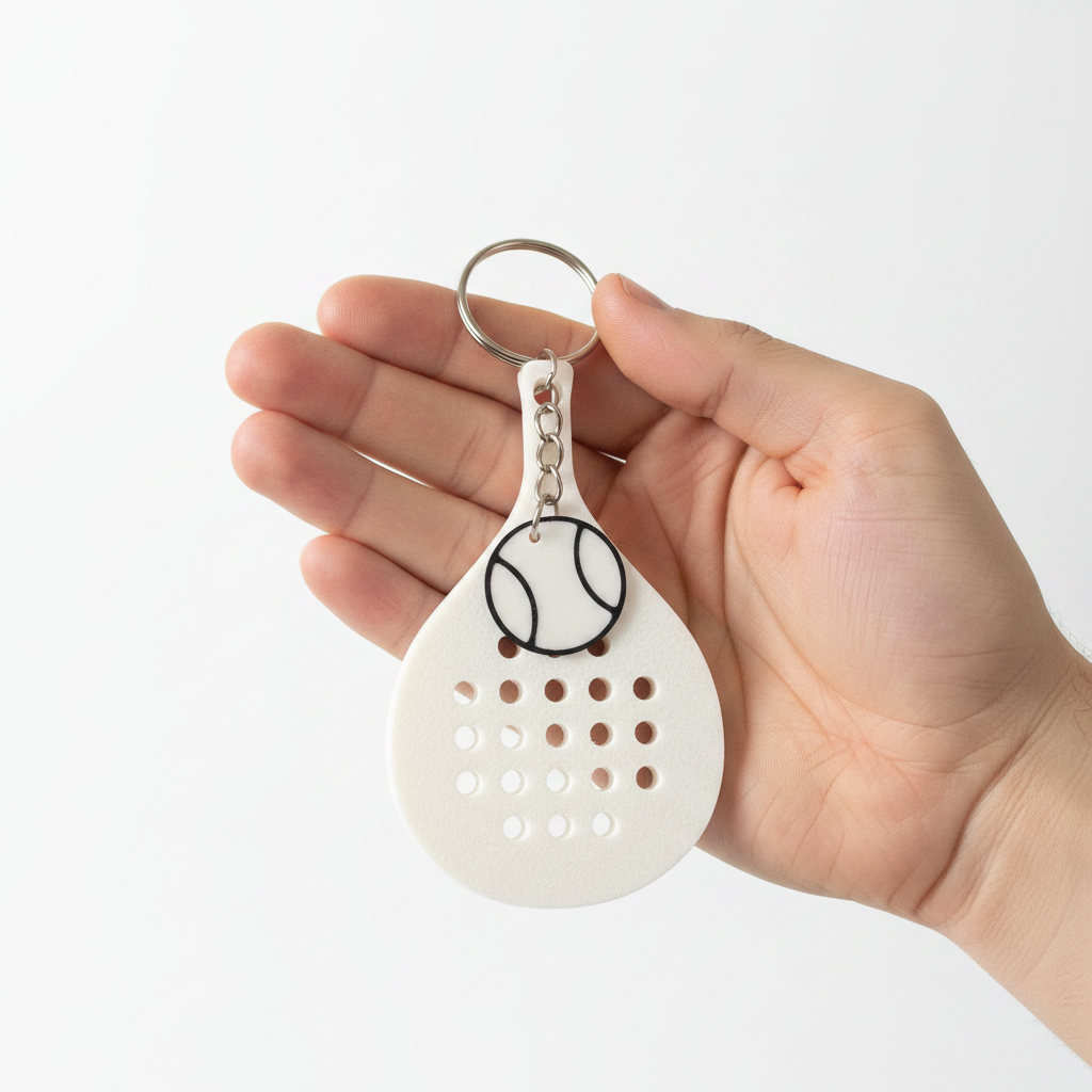 Mini Racket 3D Printed Keychain Sport Tennis Badminton Cute Gift Bag Charm