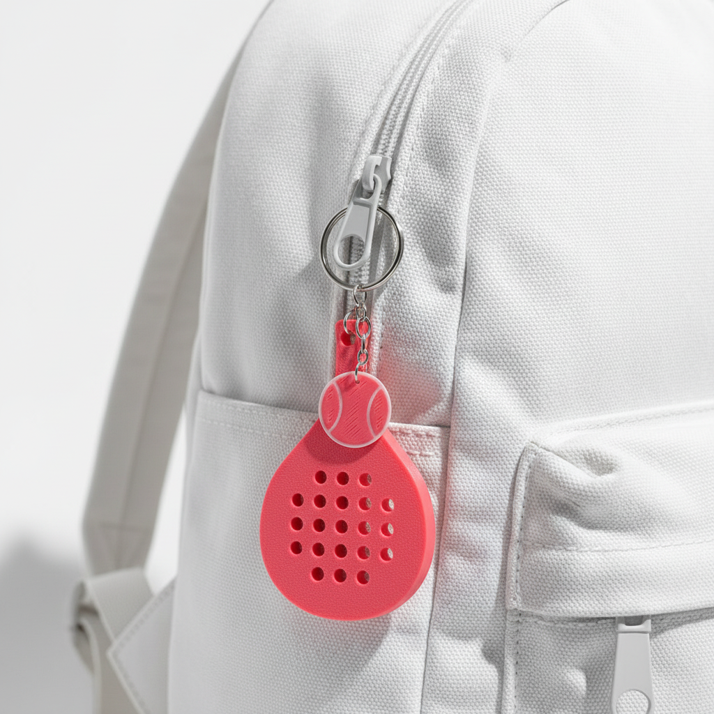 Pink Racket 3D Printed Keychain Tennis Badminton Pickleball Sport Gift Charm