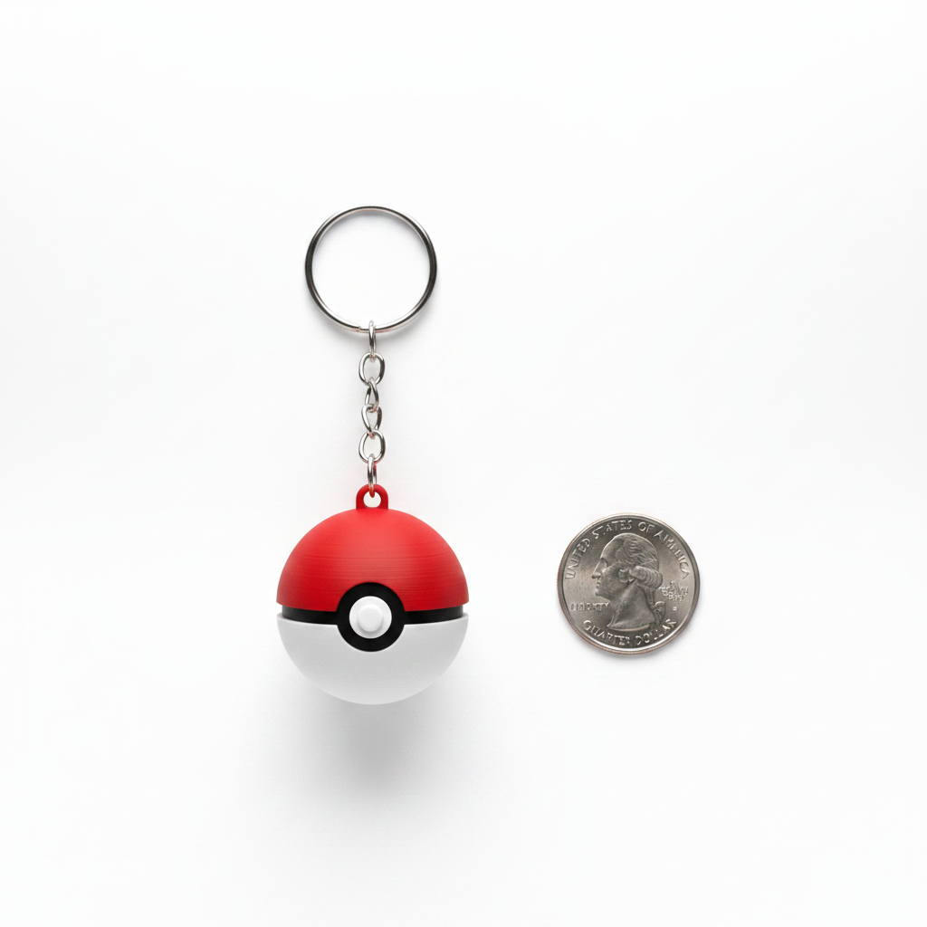 Pokeball 3D Printed Keychain Pokemon Fan Gift Collectible Keyring Accessory