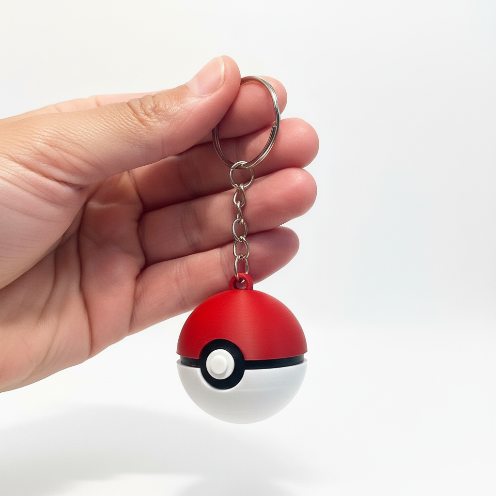 Pokeball 3D Printed Keychain Pokemon Fan Gift Collectible Keyring Accessory