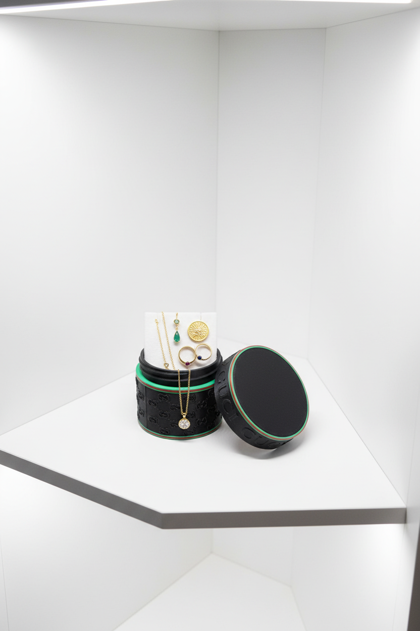 Black 3D Printed Jewelry Box, Luxury Jewelry Organizer for Home, Travel and Gifts