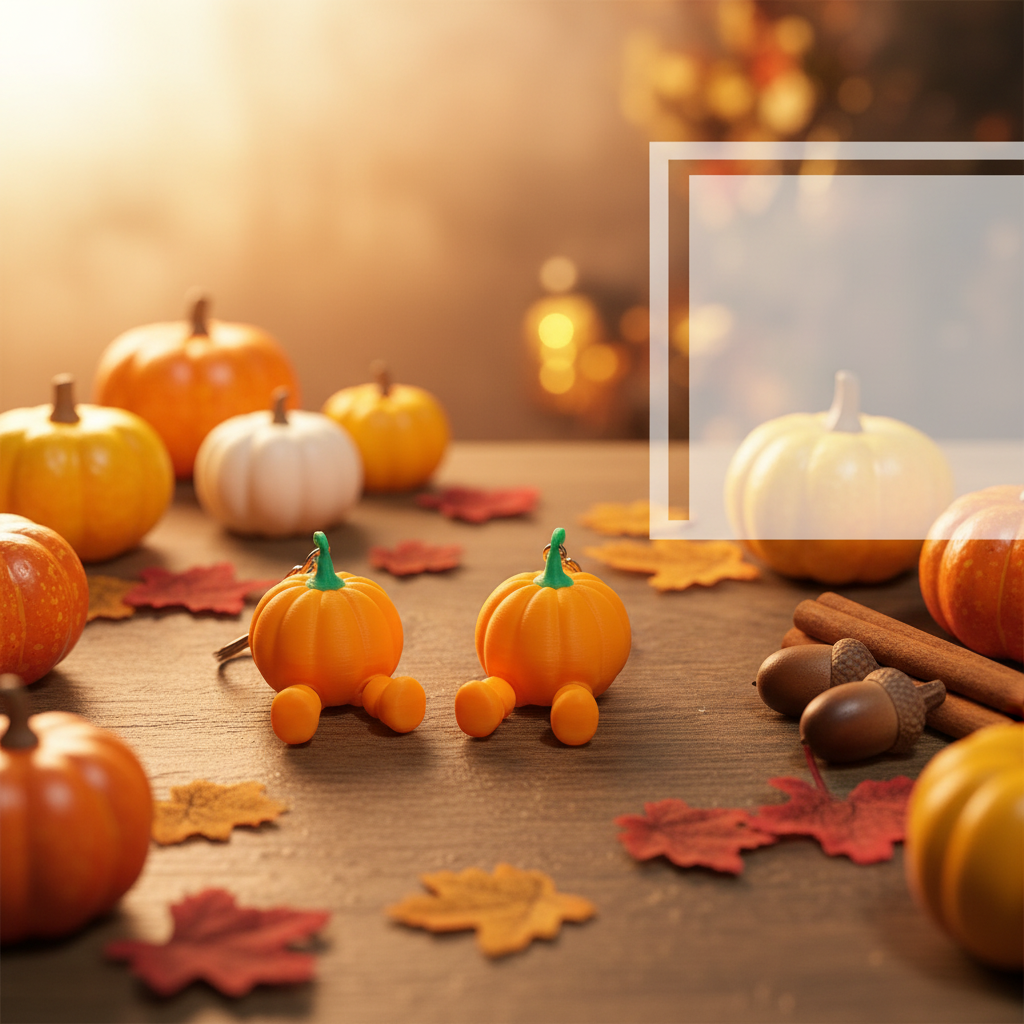 Pumpkin Keychain 3D Printed - Cute Halloween Keychain with Dangling Legs