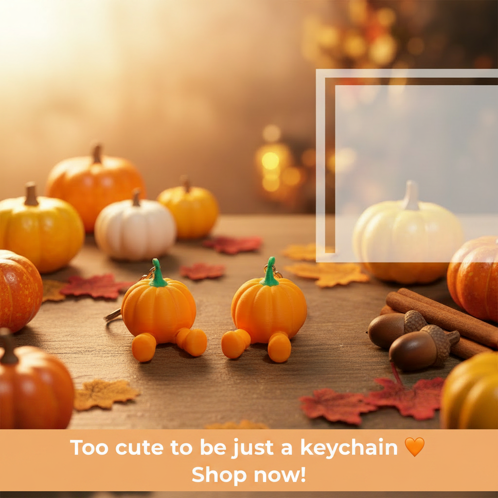 Pumpkin Keychain 3D Printed - Cute Halloween Keychain with Dangling Legs