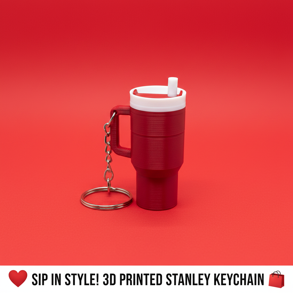 Mini Bottle Click Straw 3D Printed Keychain Cute Fidget Gift Keys Bag Charm